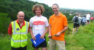 Jim Hardcastle A&SSAR, Tom Room Relish Running Races & Mark Courtiour National Trust at the Cheddar Gorge 10k.